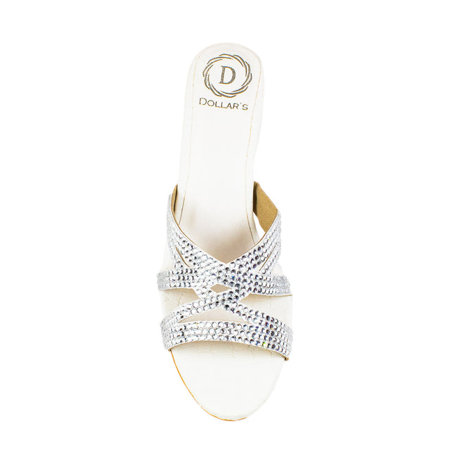 Inaya Sophisticated White Pencil Heel Sandals