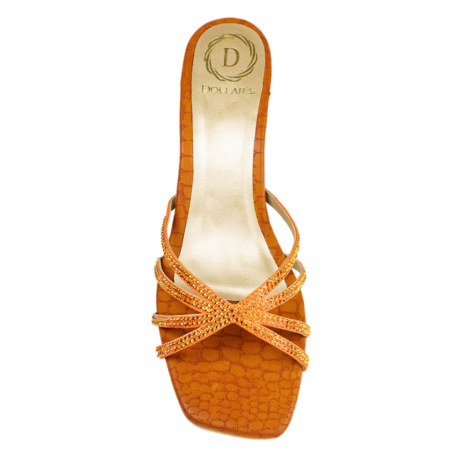 Zoya Handmade Orange Pencil Heel Sandals