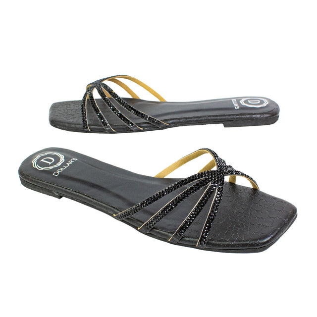 Zoya Chic-casual Black Flat Slippers