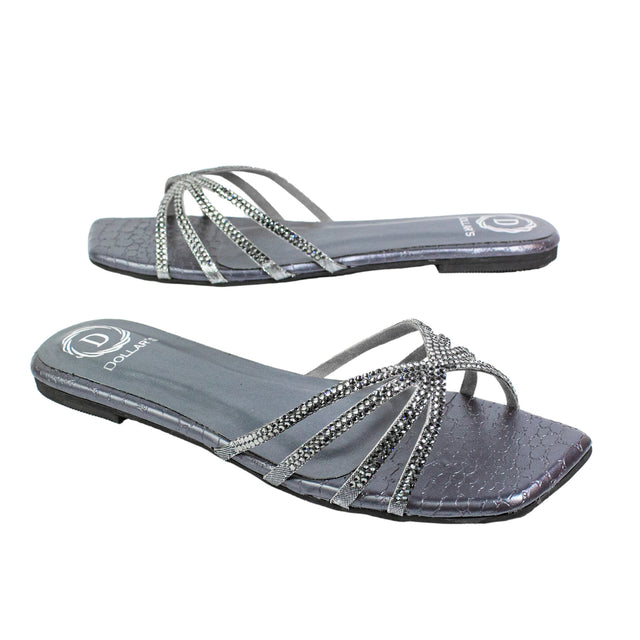 Zoya Handmade Grey Flat Slippers