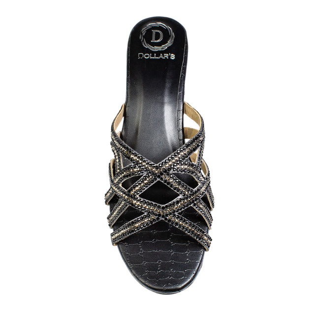 Dana Glamorous Black Block Heel Sandals