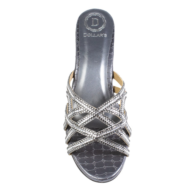 Dana Polished Grey Block Heel Sandals