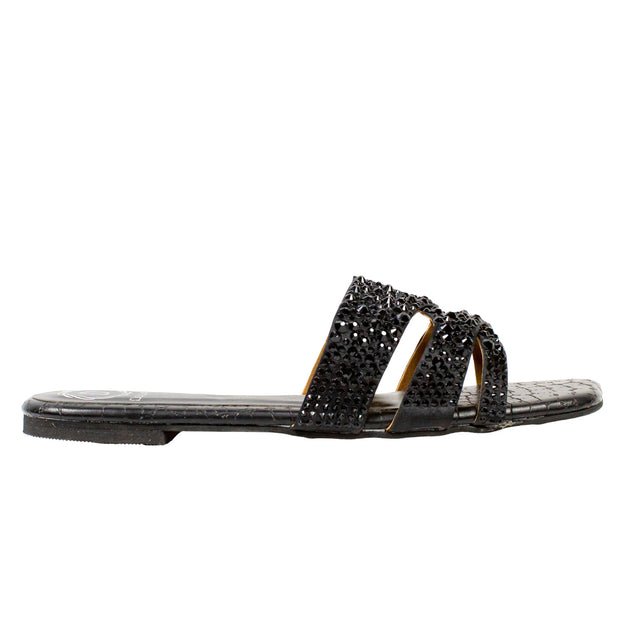 Aliyah Handmade Black Flat Slippers