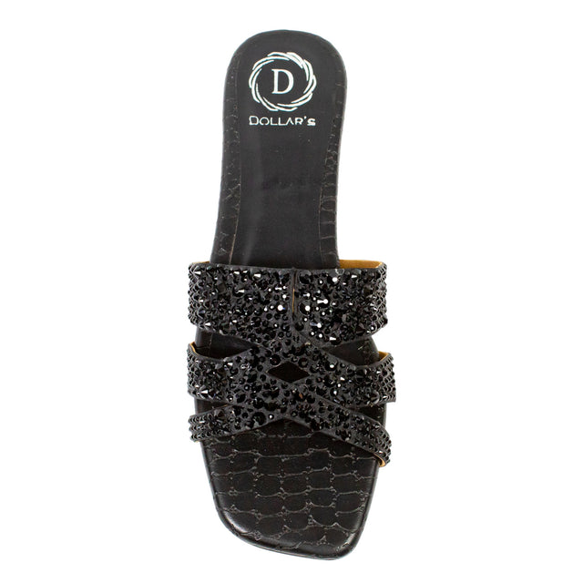 Aliyah Handmade Black Flat Slippers