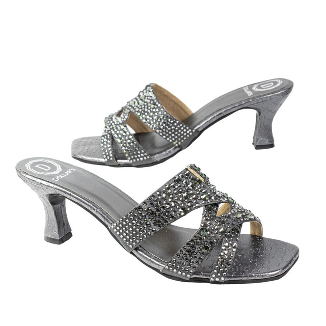 Aliyah Elegant Grey Pencil Heel Sandals