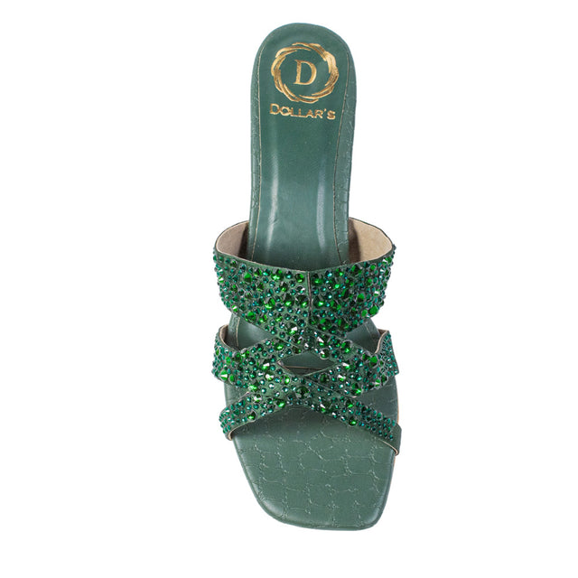 Aliyah Minimalist Green Pencil Heel Sandals
