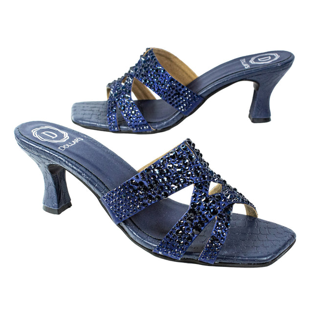 Aliyah Edgy Navy Blue Pencil Heel Sandals