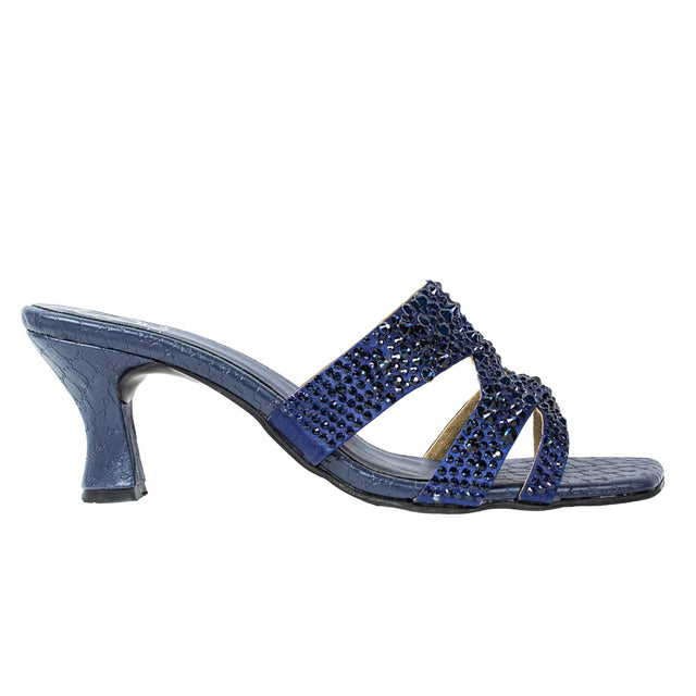Aliyah Edgy Navy Blue Pencil Heel Sandals