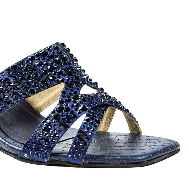 Aliyah Edgy Navy Blue Pencil Heel Sandals
