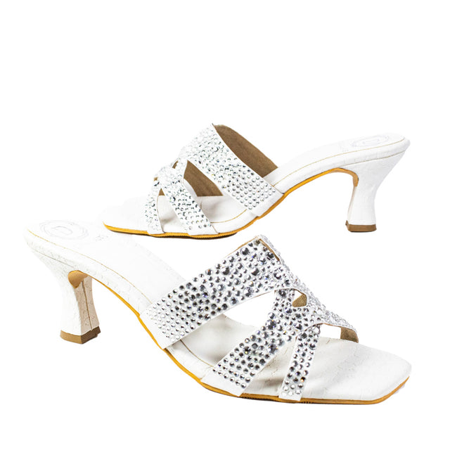Aliyah Stylish White Pencil Heel Sandals