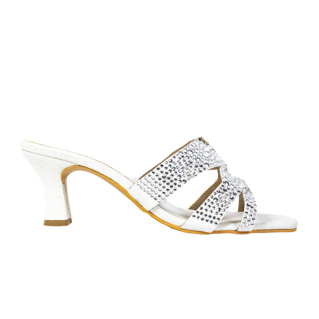 Aliyah Stylish White Pencil Heel Sandals