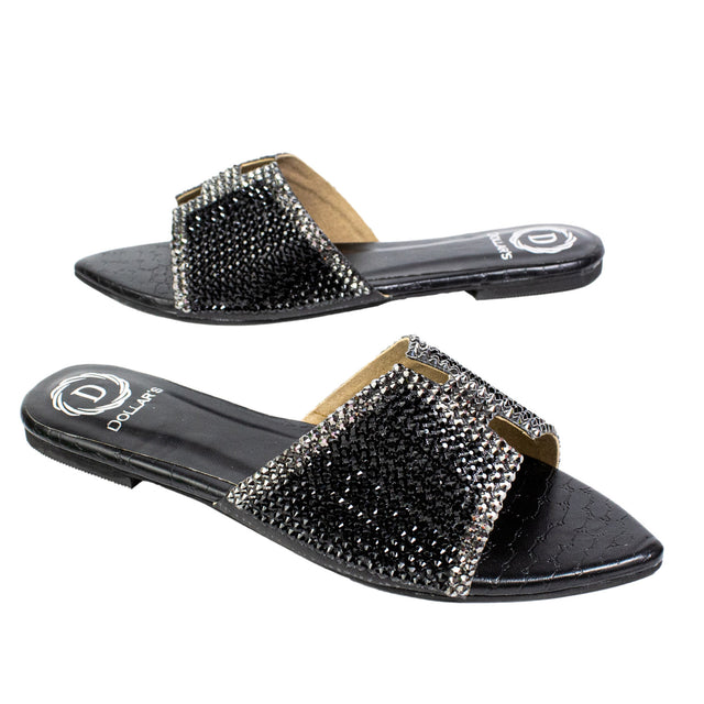 Handmade Black Flat Slippers