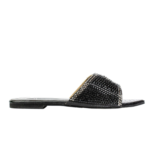 Handmade Black Flat Slippers
