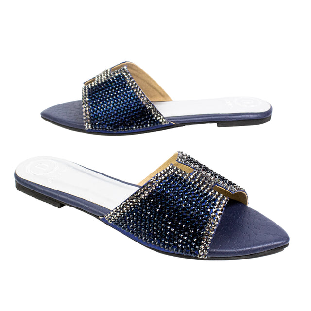 Sophisticated-casual Blue Flat Slippers