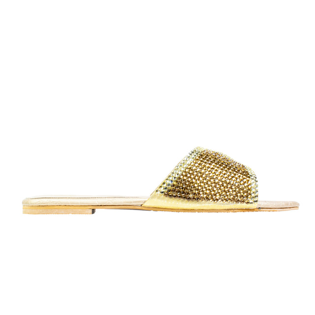 Handmade Gold Flat Slippers