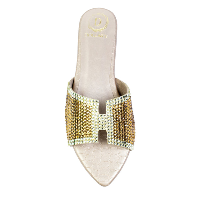 Handmade Gold Flat Slippers