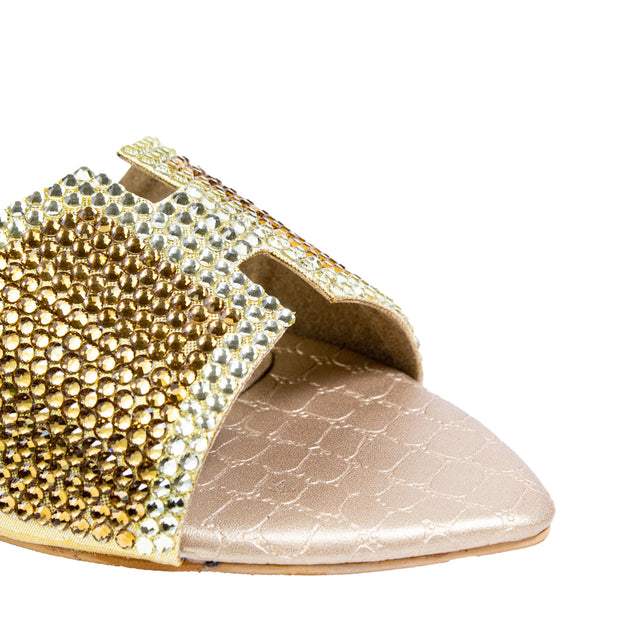 Handmade Gold Flat Slippers