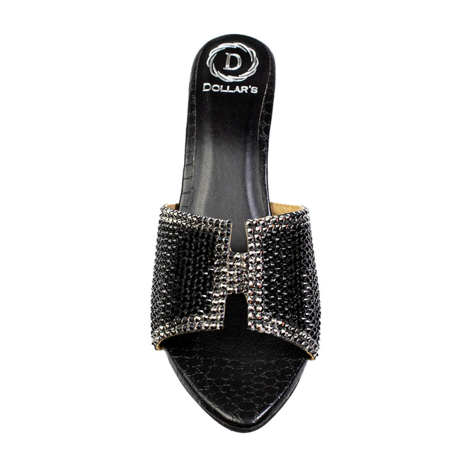 Couture-inspired Black Pencil Heel Sandals