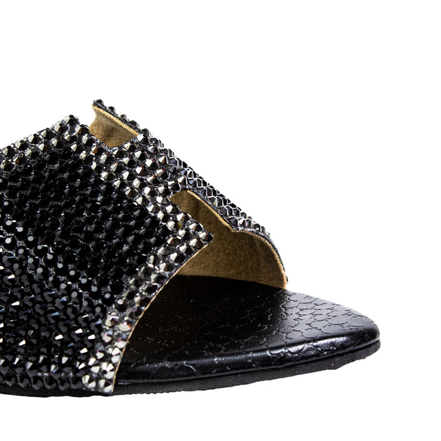 Couture-inspired Black Pencil Heel Sandals