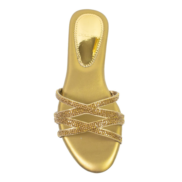Chic-casual Gold Flat Slippers