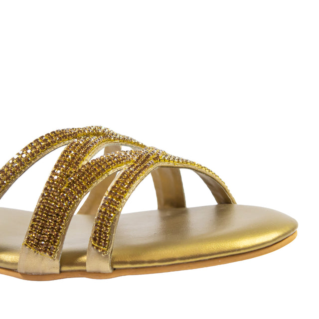 Chic-casual Gold Flat Slippers