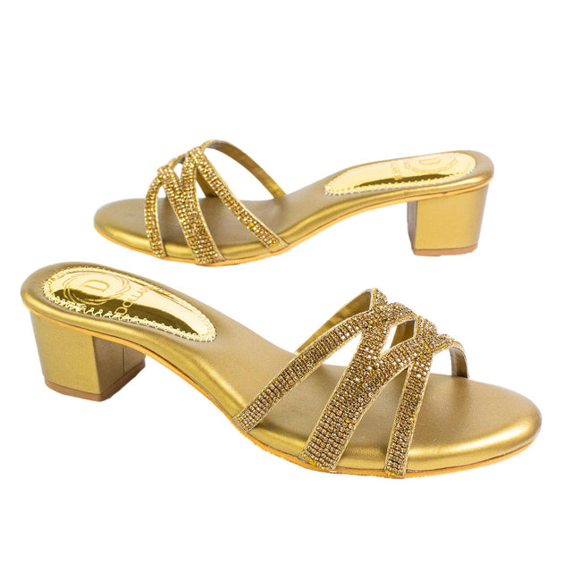 Luxurious Bronze Block Heel Sandals