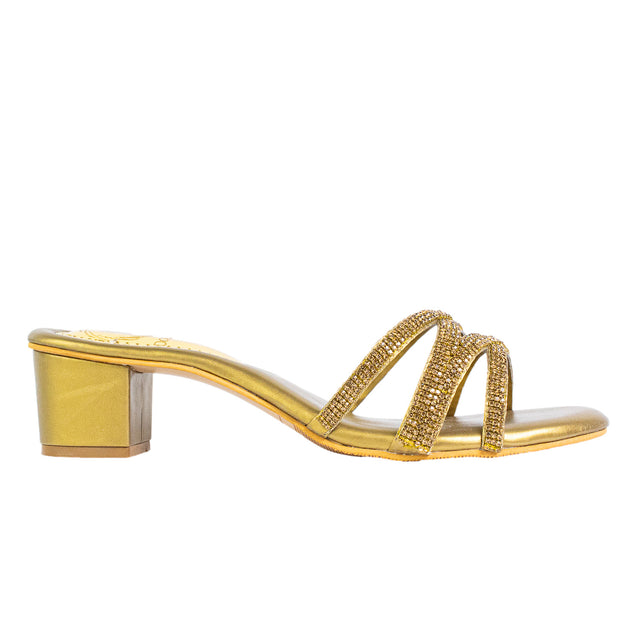 Luxurious Bronze Block Heel Sandals