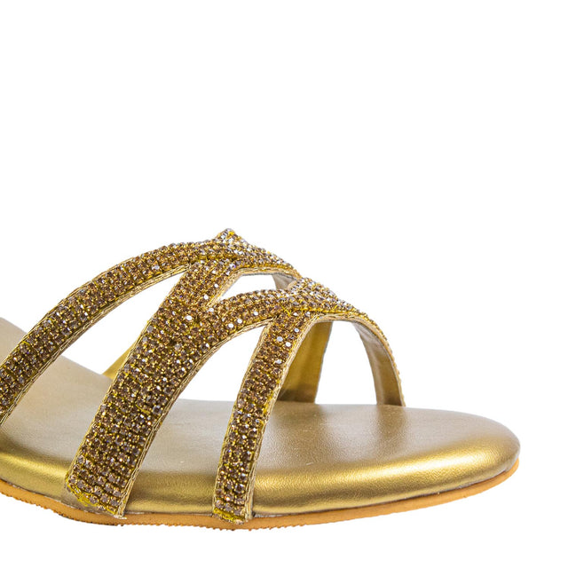 Luxurious Bronze Block Heel Sandals