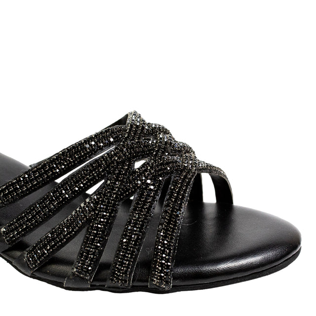 Handcrafted Black Block Heel Sandals