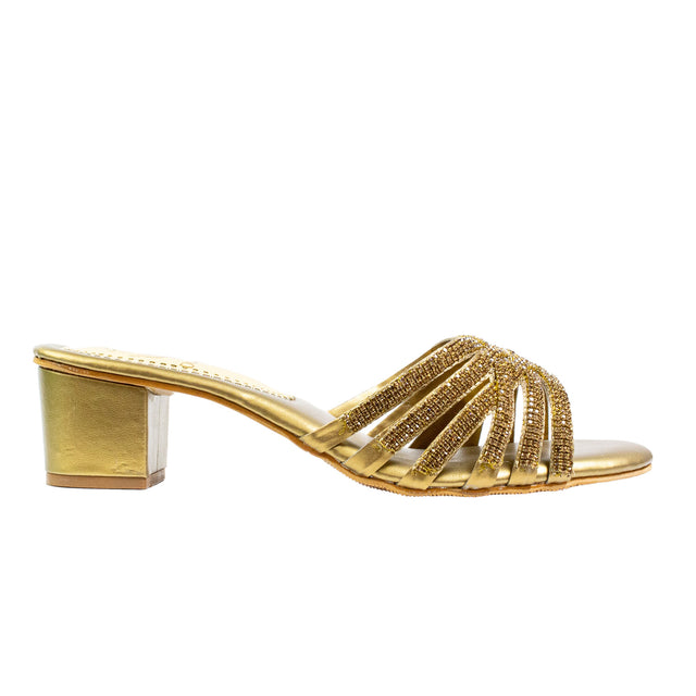 Iconic-fit Bronze Block Heel Sandals