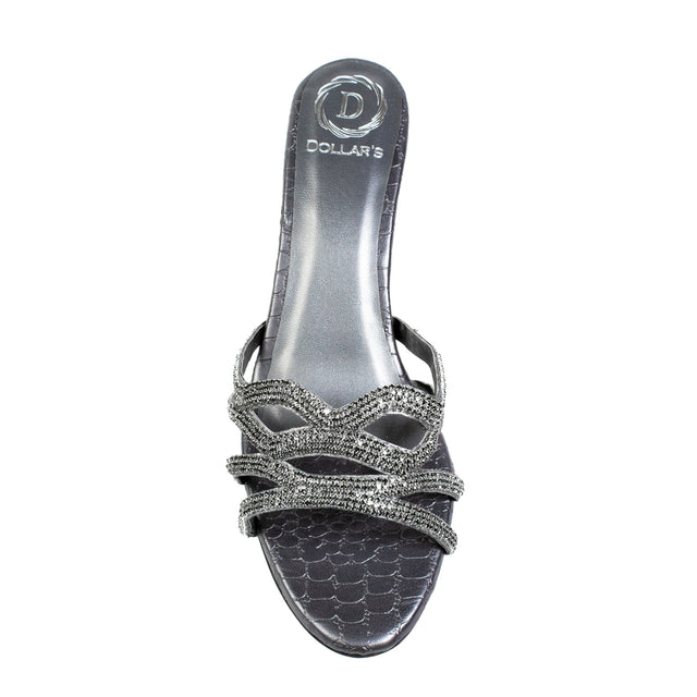 Couture-inspired Grey Pencil Heel Sandals