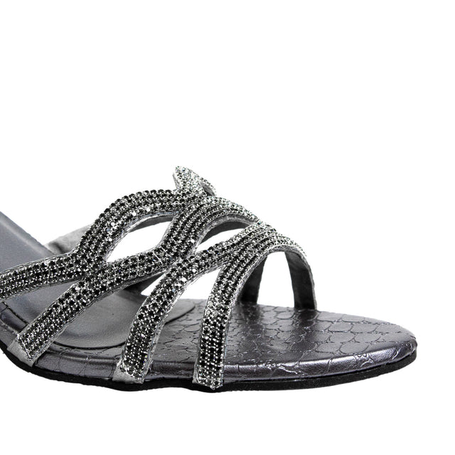 Couture-inspired Grey Pencil Heel Sandals