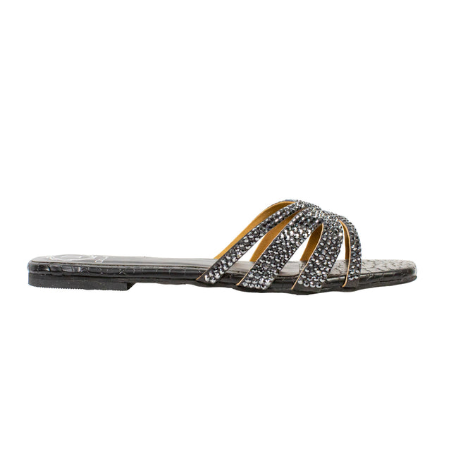 Sadaf Regal Black Flat Slippers