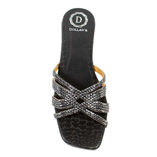 Sadaf Regal Black Flat Slippers