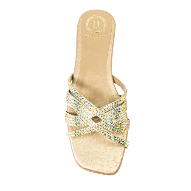 Sadaf Exclusive Gold Flat Slippers