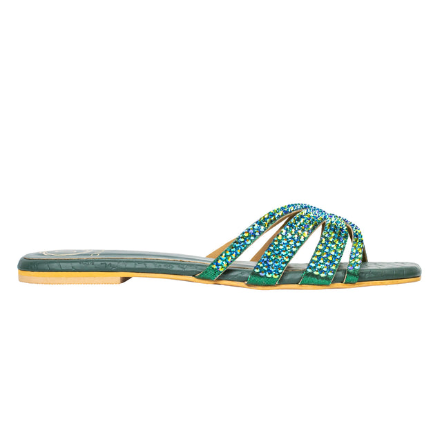 Sadaf Trendy Green Flat Slippers