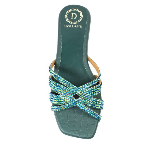 Sadaf Trendy Green Flat Slippers