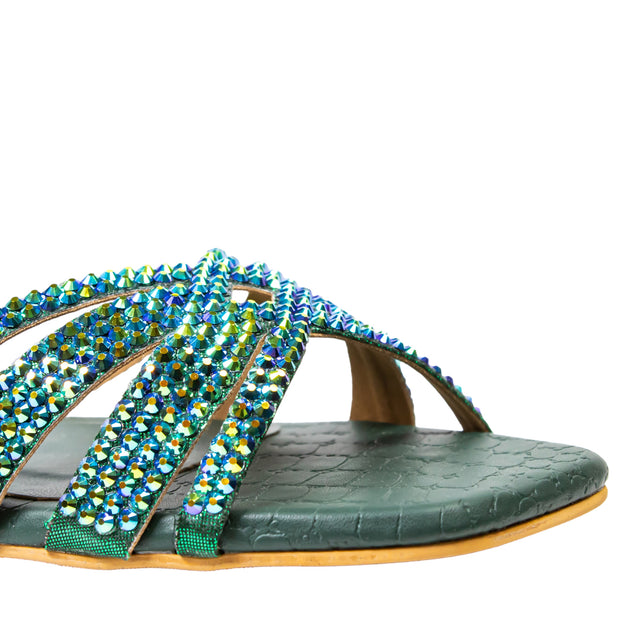 Sadaf Trendy Green Flat Slippers
