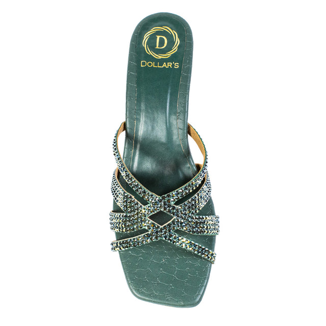 Sadaf Enchanting Green Pencil Heel Sandals