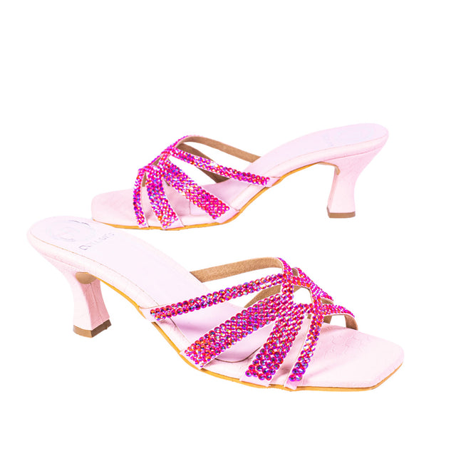 Sadaf Contemporary Pink Pencil Heel Sandals