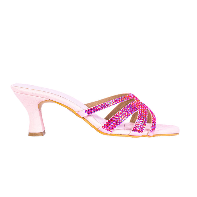 Sadaf Contemporary Pink Pencil Heel Sandals