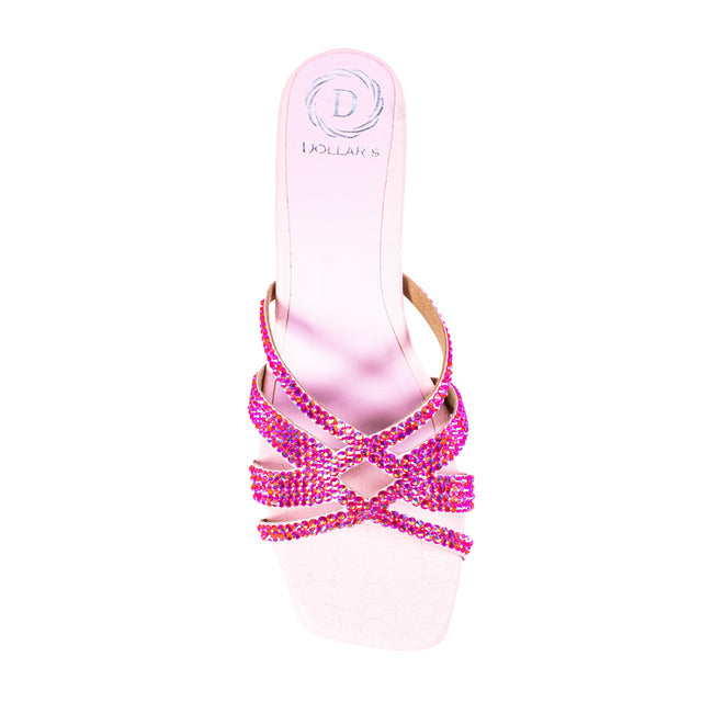 Sadaf Contemporary Pink Pencil Heel Sandals
