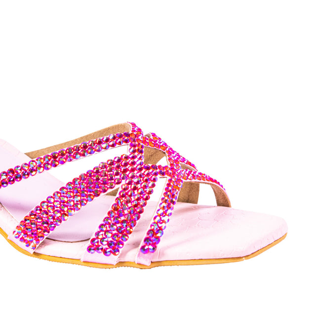 Sadaf Contemporary Pink Pencil Heel Sandals