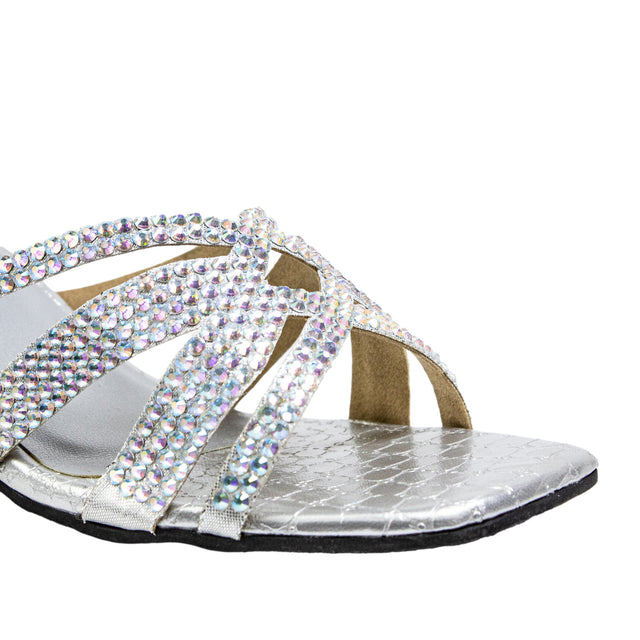 Sadaf Feminine-chic Silver Pencil Heel Sandals