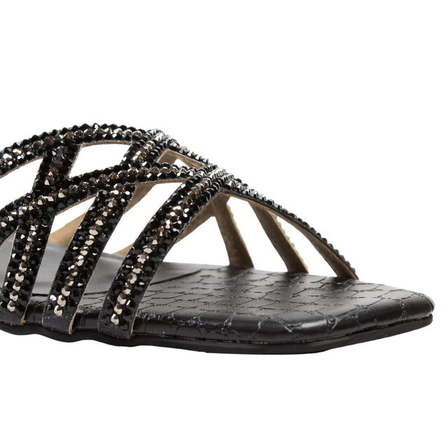 Marwa Statement Black Flat Slippers