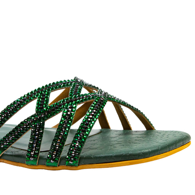 Marwa Luxe Green Flat Slippers