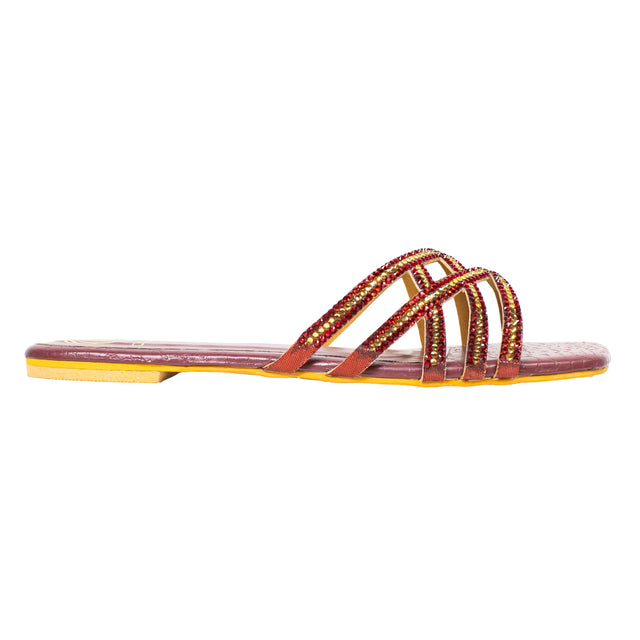 Marwa Opulent Maroon Flat Slippers