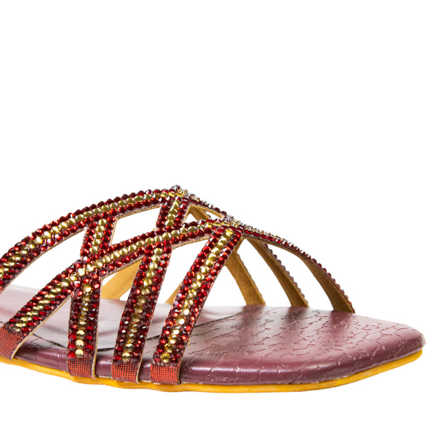 Marwa Opulent Maroon Flat Slippers