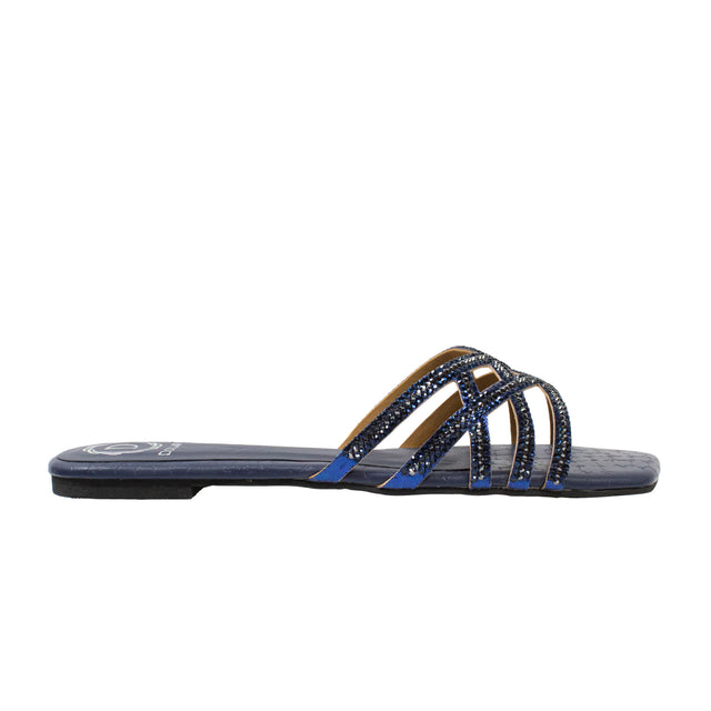 Marwa Refined Navy Blue Flat Slippers