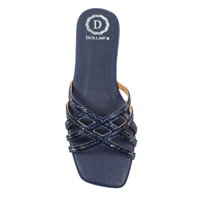 Marwa Refined Navy Blue Flat Slippers